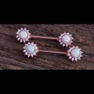 Rose Gold and Opal Nipple Barbells